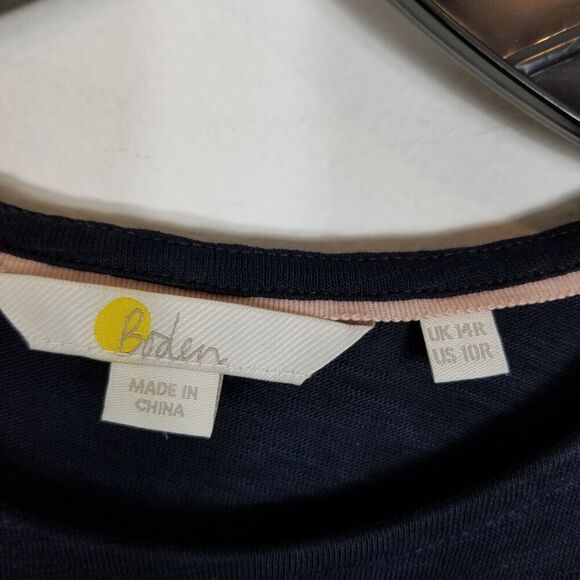 Boden Women Broderie Mix Jersey Midi Dress iSz 10 R  Navy Blue Balloon Sleeve - Picture 7 of 8